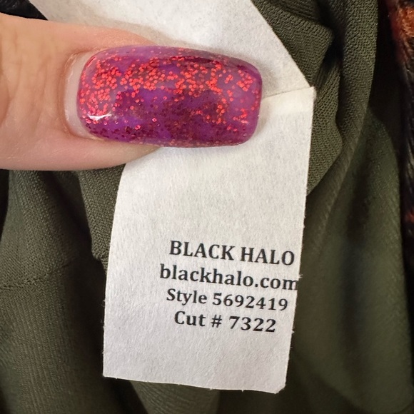 Black Halo Briar Leopard Velvet Mini Dress in Green Leopard- Size 12 - Picture 9 of 9